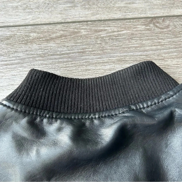 Ci Sono By Cavalini Black Faux Leather Bomber Jacket - Picture 14 of 16